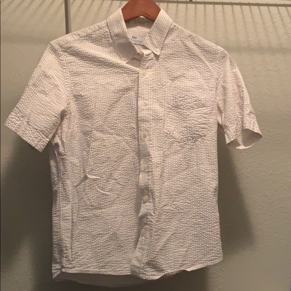 Peter Manning SHORT SLEEVER GREY STRIPE SEERSUCKER